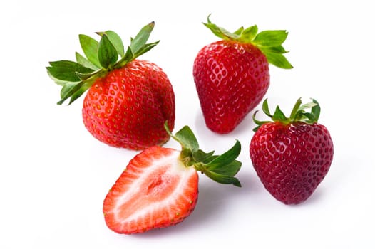 Overhead view of strawberries over white background 1