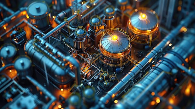 Miniature Model of Oil refinery oil and gas power plant with oil storage tanks or petrochemical plant infrastructure.