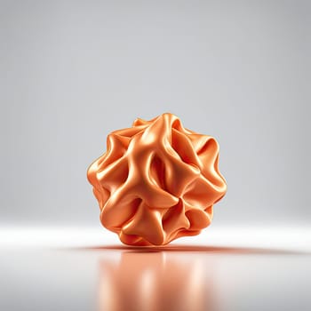 3D rendering of a minimalistic matte inflatable crumpled silicone ball or group of orange colored balls floating in the air on a transparent background . Abstraction isolated on transparent background