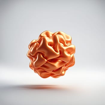 3D rendering of a minimalistic matte inflatable crumpled silicone ball or group of orange colored balls floating in the air on a transparent background . Abstraction isolated on transparent background