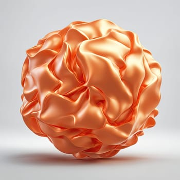 3D rendering of a minimalistic matte inflatable crumpled silicone ball or group of orange colored balls floating in the air on a transparent background . Abstraction isolated on transparent background