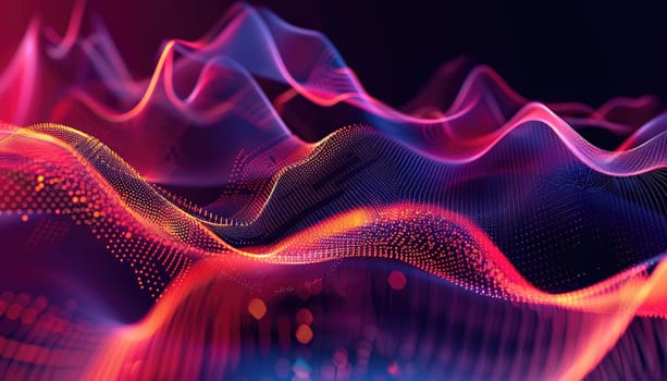 A colorful, abstract image of a network of lines and dots by AI generated image.