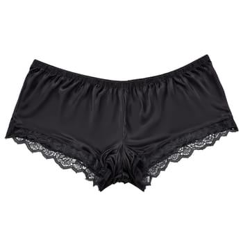 Black Silk Boyshorts A pair of black silk boyshorts with a smooth and shiny texture. Woman lingerie isolated on transparent background