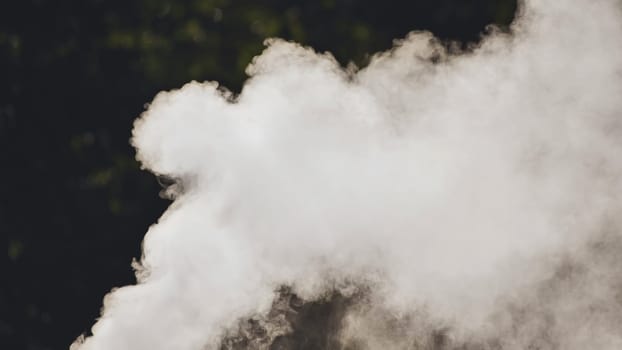 Smoke from the chimney of the village house