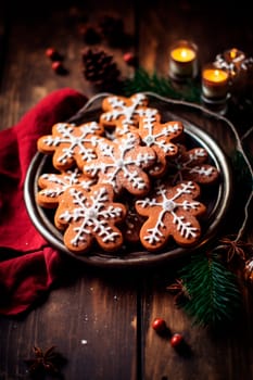 Christmas cookies on the table. Generative AI, Food.