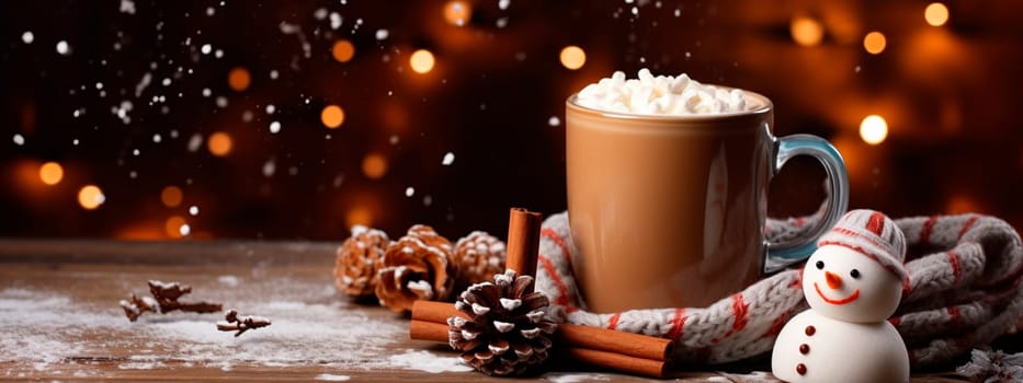 Christmas cup of cocoa with marshmallows. Generative AI, drink.
