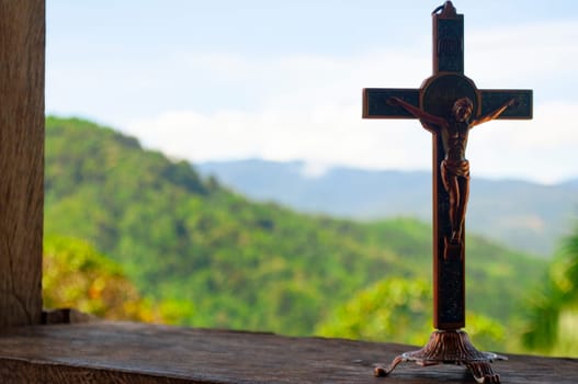 Holy Cross with customizable space for Christian message or text.