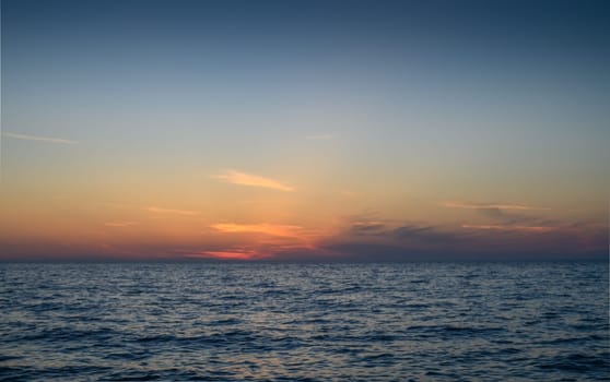 sunset and waves on the Mediterranean coast on the island of Cyprus