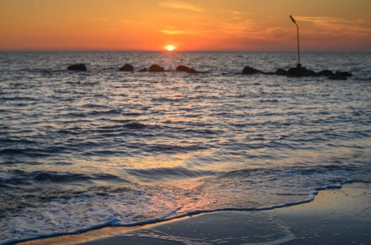 summer sunset on the Mediterranean coast on the island of Cyprus