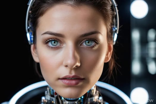 Portrait of a robot. Artificial intelligence. High quality photo. Artificial intelligence is taking over the world and replacing people at work.