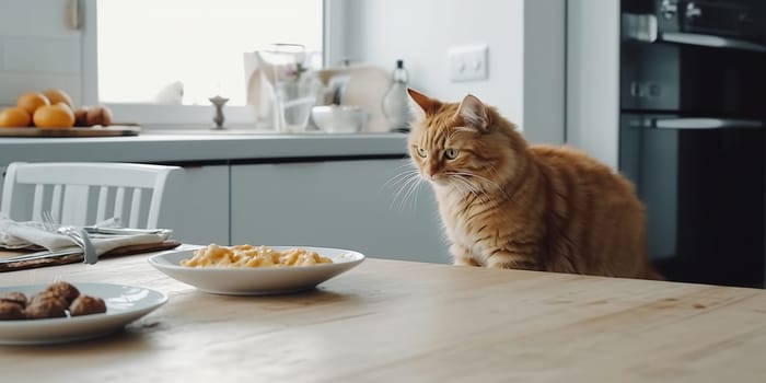 Adorable Red Cat Resting In A Kitchen