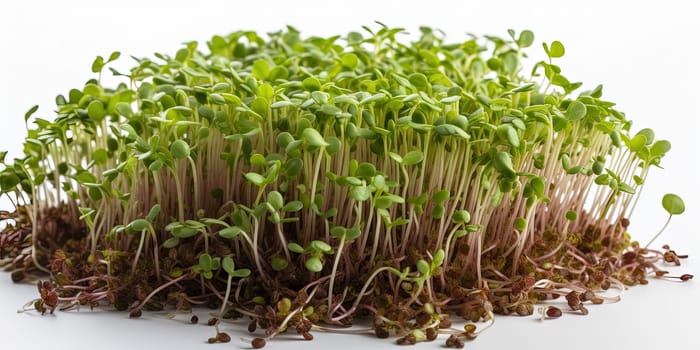 Healthy organic micro green sprouts in container on white