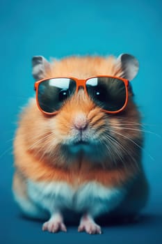 Charming Guinea Pig Wearing Amusing Sunglasses Against A Blue Backdrop