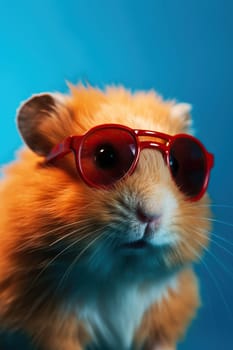 Charming Guinea Pig Wearing Amusing Sunglasses Against A Blue Backdrop