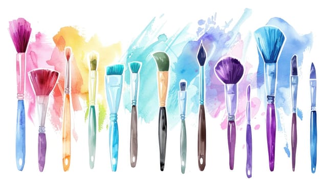 Watercolor brushes set for painting and illustration, art supplies for artists and creatives