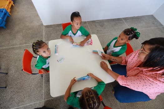lencois, bahia, brazil - June 1, 2024: children are seen in a classroom at a public daycare center in the city of Lencois.