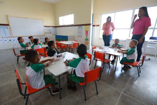 lencois, bahia, brazil - June 1, 2024: children are seen in a classroom at a public daycare center in the city of Lencois.