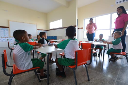 lencois, bahia, brazil - June 1, 2024: children are seen in a classroom at a public daycare center in the city of Lencois.