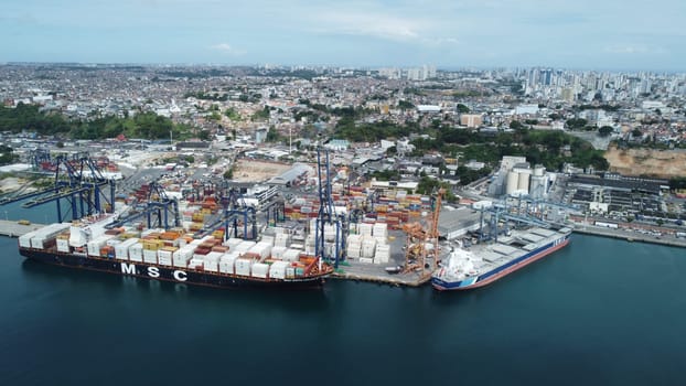 salvador, bahia, brazil - november 6, 2023: view of the port of the city of Salavdor.