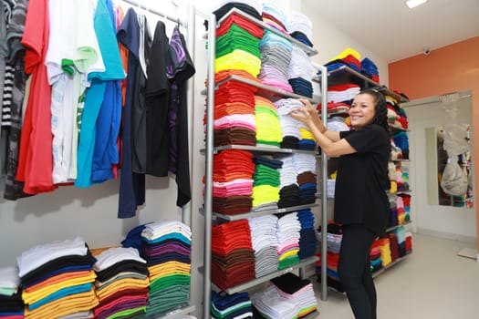 salvador, bahia, brazil - june 7, 2024: loja de venda roupas em uma junto a uma fábrica de costura na cidade de Salvador.