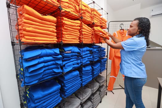 salvador, bahia, brazil - june 7, 2024: loja de venda roupas em uma junto a uma fábrica de costura na cidade de Salvador.
