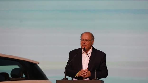 camacari bahia, brazil - october 11, 2023: Geraldo Alckmin, Vice President of Brazil, seen during the launch of the BYD factories in the city of Camacari.

