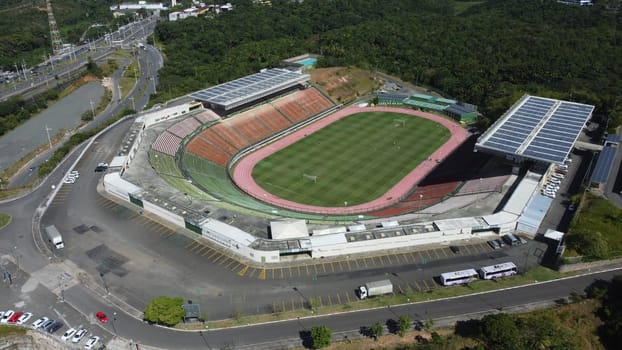 salvador, bahia, brazil - october 11, 2023: aerial view of the pituacu metropolitan stadium in the city of Salvador.