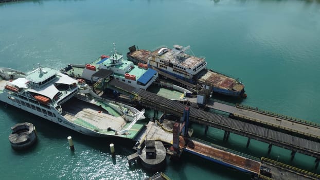 itaparica, bahia, brazil - october 13, 2023: aerial view of the Bom Despacho sea terminal on the island of Itaparica.

