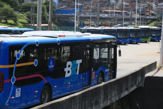 salvador, bahia, brazil - outobro 24, 2022: bus of the BRT transport system in the city of Salvador.