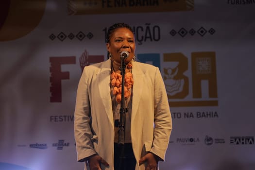 salvador, bahia, brazil - may 17, 2024: Margareth Menezes, Minister of Culture of Brazil in the Lula government. seen during an event in the city of Salvador.