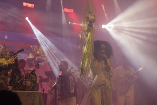 salvador, bahia, brazil - may 17, 2024: singer Mariene de Castro is seen during a performance in the city of Salvador.