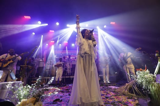 salvador, bahia, brazil - may 17, 2024: singer Mariene de Castro is seen during a performance in the city of Salvador.