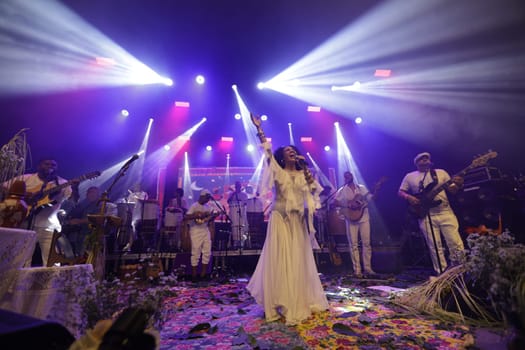 salvador, bahia, brazil - may 17, 2024: singer Mariene de Castro is seen during a performance in the city of Salvador.