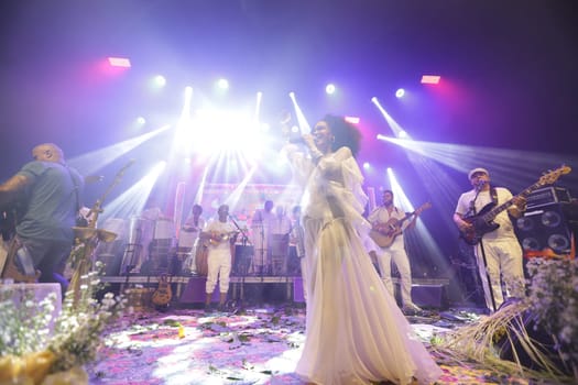 salvador, bahia, brazil - may 17, 2024: singer Mariene de Castro is seen during a performance in the city of Salvador.