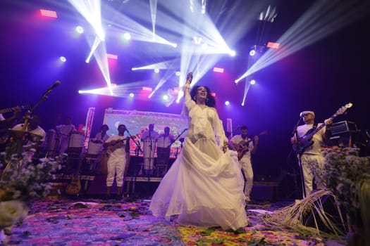 salvador, bahia, brazil - may 17, 2024: singer Mariene de Castro is seen during a performance in the city of Salvador.