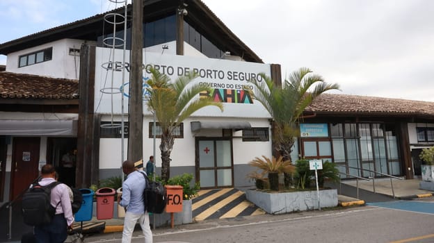 porto seguro, bahia, brazil - october 20, 2023: facade of Porto Seguro airport in the extreme south of Bahia.