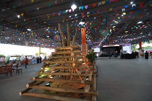 salvador, bahia, brazil - may 28, 2024: decorative bonfire for the festivities of São João, in the city of Salvador.