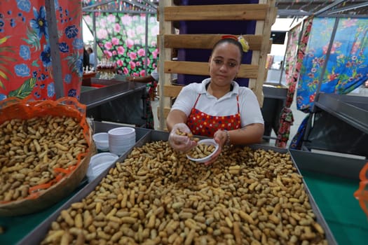 salvador, bahia, brazil - may 28, 2024: boiled peanuts for sale at a market bar during the Sao Joao festivities, in the city of Salvador.