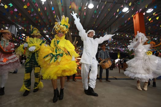 salvador, bahia, brazil - may 28, 2024: June gang performs during the celebration of the Sao Joao festivities, in the city of Salvador.