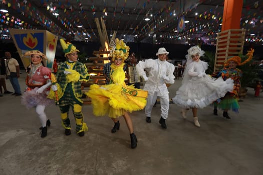 salvador, bahia, brazil - may 28, 2024: June gang performs during the celebration of the Sao Joao festivities, in the city of Salvador.