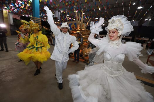 salvador, bahia, brazil - may 28, 2024: June gang performs during the celebration of the Sao Joao festivities, in the city of Salvador.