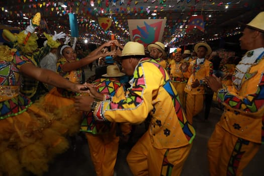salvador, bahia, brazil - may 28, 2024: June gang performs during the celebration of the Sao Joao festivities, in the city of Salvador.