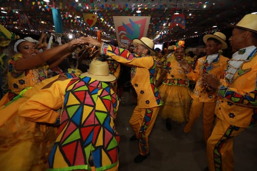 salvador, bahia, brazil - may 28, 2024: June gang performs during the celebration of the Sao Joao festivities, in the city of Salvador.