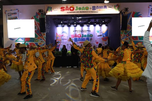salvador, bahia, brazil - may 28, 2024: June gang performs during the celebration of the Sao Joao festivities, in the city of Salvador.