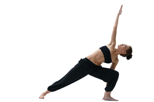 Yoga. Slim girl doing asana, isolated on white background