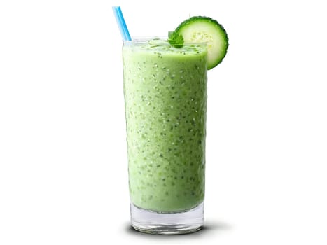 Cucumber Mint Smoothie A cool cucumber mint smoothie in a chic glass adorned with cucumber. Drink isolated on transparent background.