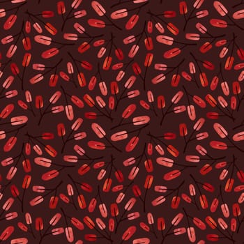 Watercolor seamless pattern with twigs and autumn leaves. Pattern for seasonal wrapping paper, fabric, textile