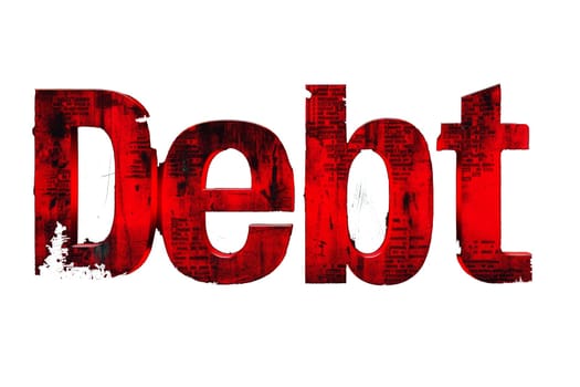 Debt text on black background . finance and investment concept.