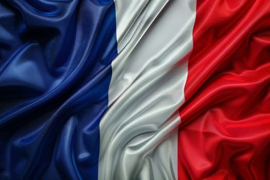The French flag is waving in the wind..