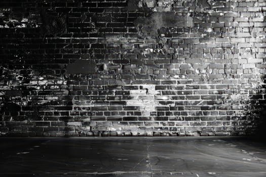 Abstract Black brick wall texture for pattern background. wide panorama picture..